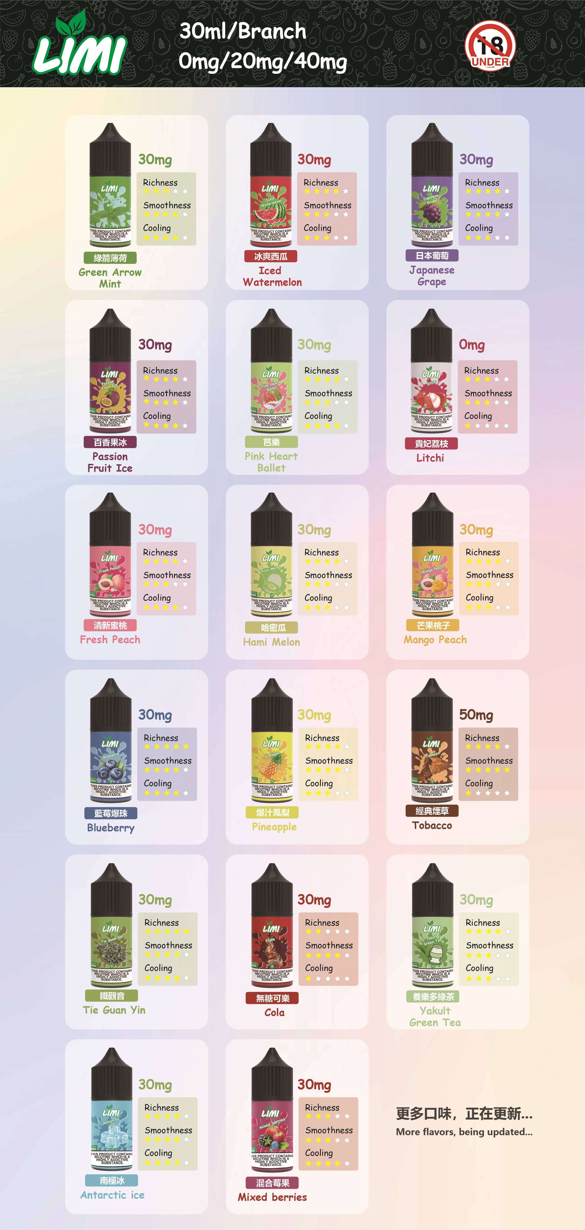 LIMI煙油 電子煙鹽油 30ML 台灣現貨-VAKAVAPE糖果屋